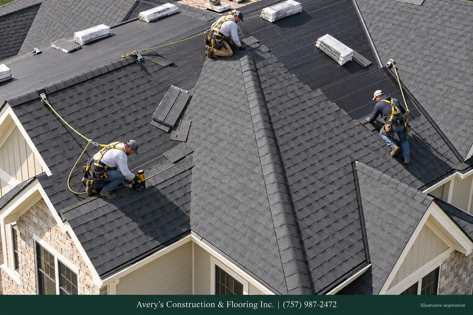 Elevated concept · workers and roof installation stages