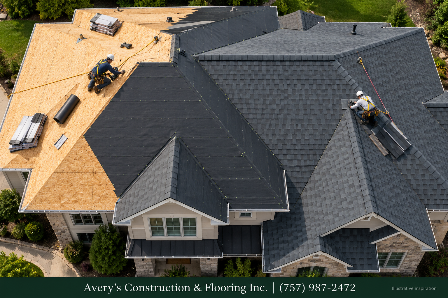 Bird’s-eye concept · decking, underlayment & shingles